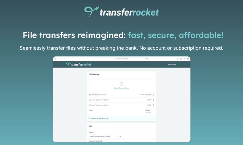 TransferRocket.io Landing Page