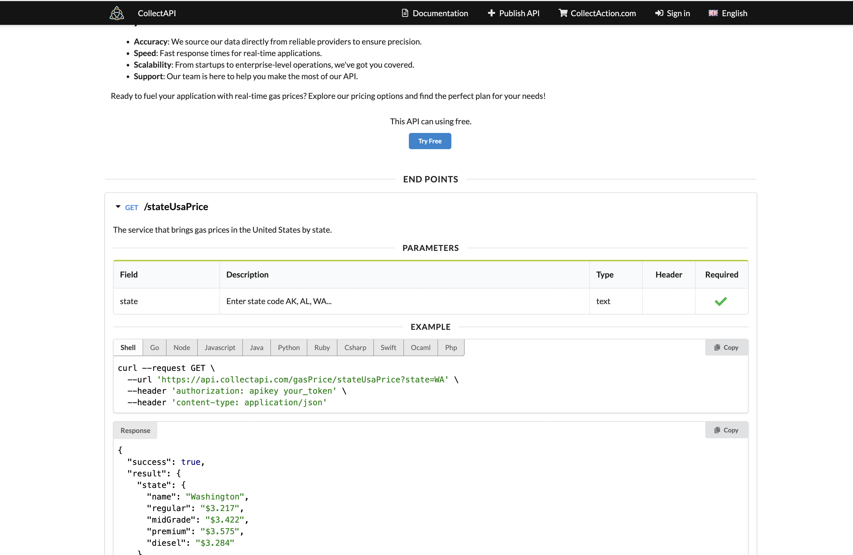 CollectAPI Collectapi, product api page