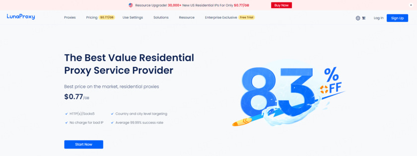 LunaProxy Landing Page