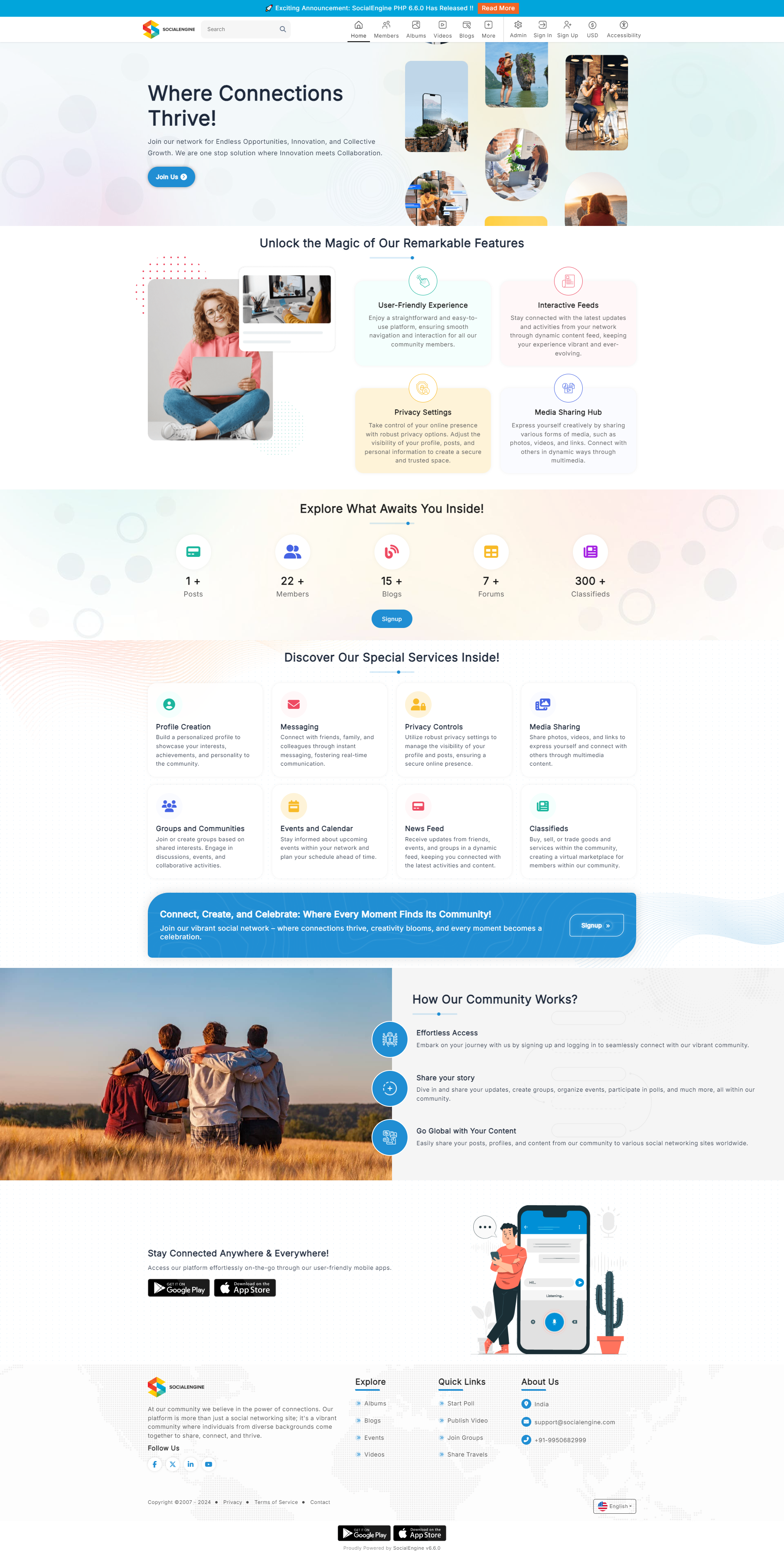 SocialEngine SocialEngine Community Platform Homepage
