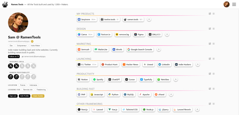 Ramen.Tools Landing Page