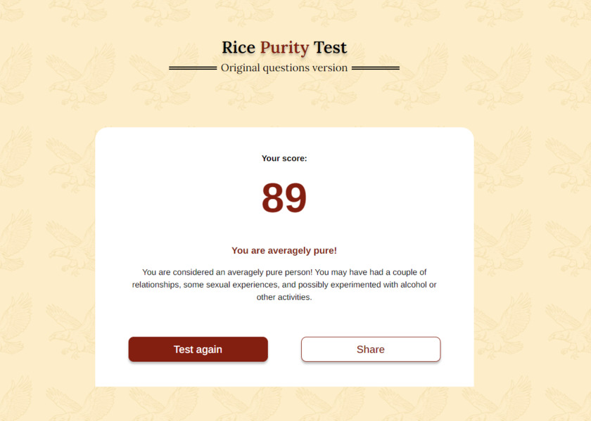 RicePurity-Test.io Landing Page
