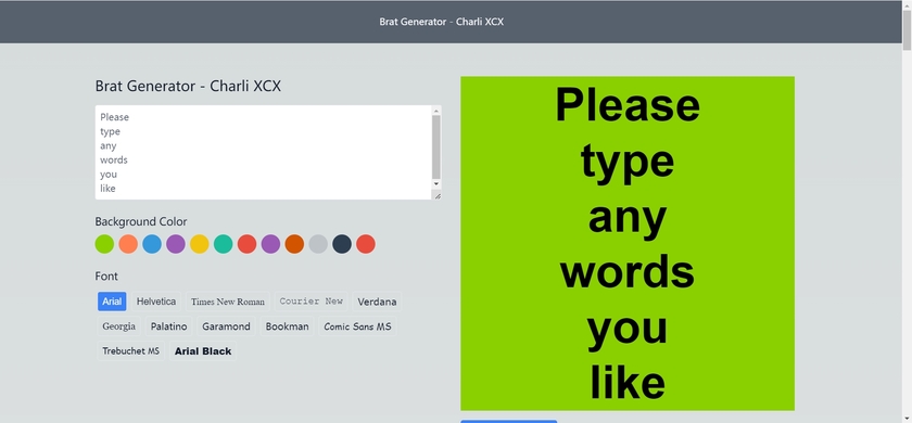 BratGenerator.xyz Landing Page