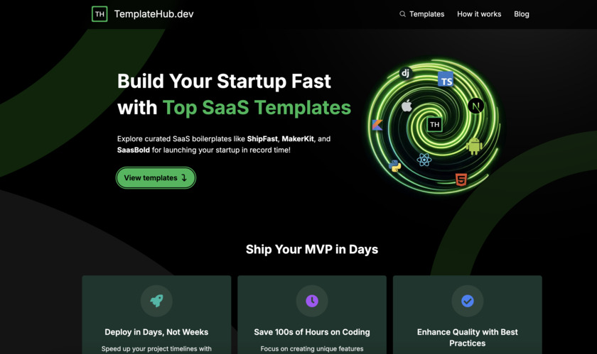 TemplateHub.dev Landing Page