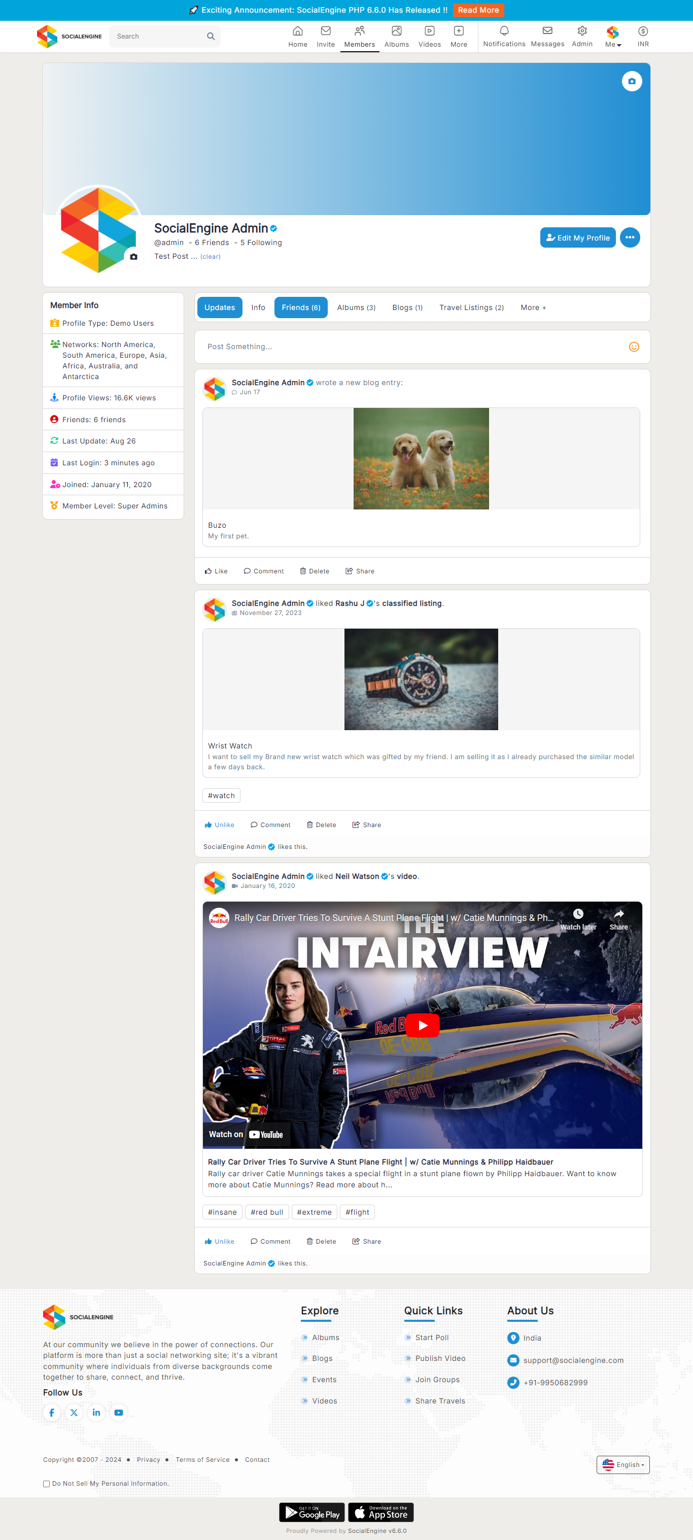 SocialEngine SocialEngine Admin Profile Page