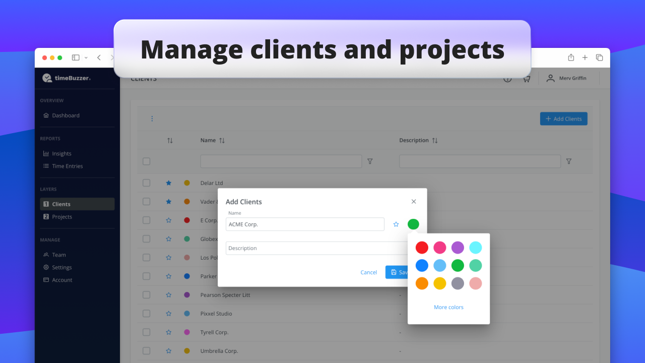 timeBuzzer Manage projects