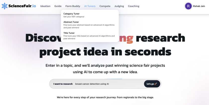 sciencefair.io Landing Page