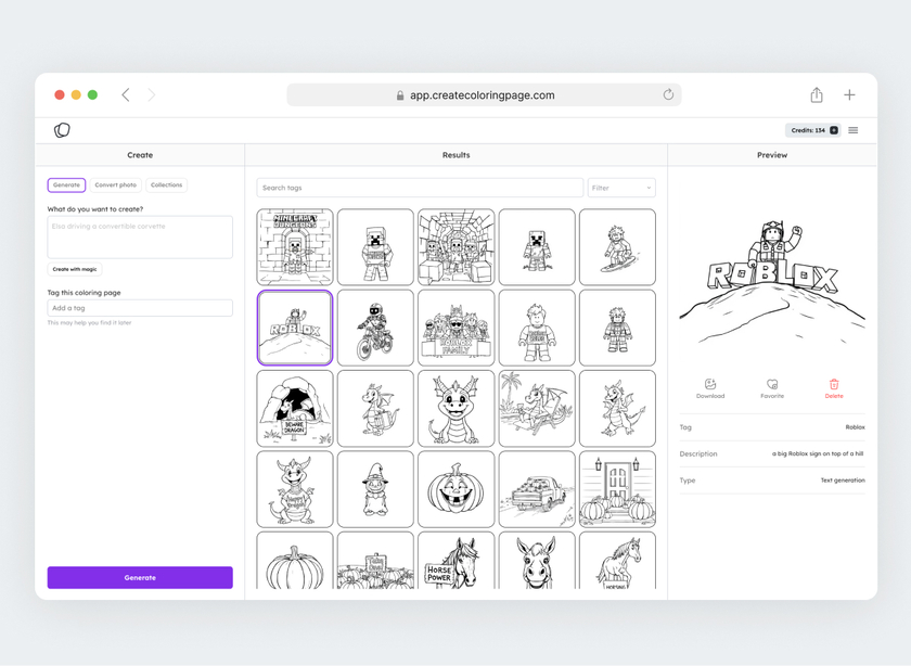 Create Coloring Page Landing Page