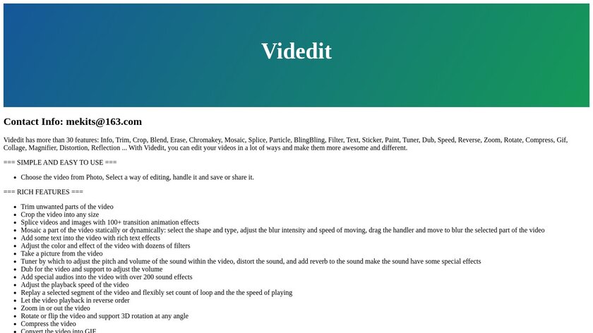 Videdit Landing Page