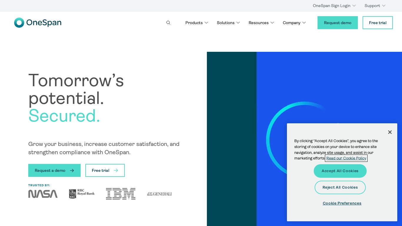 OneSpan Landing page