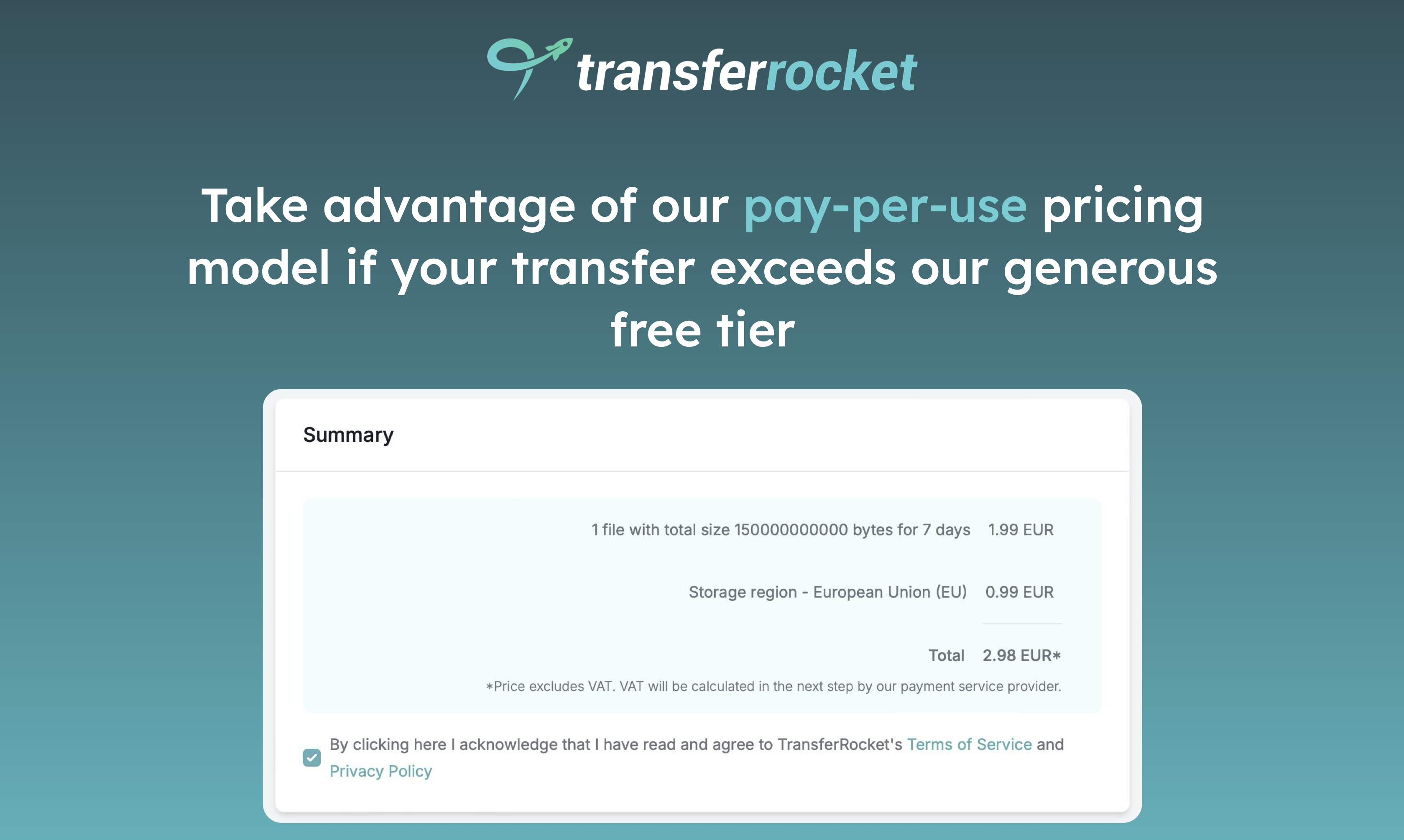 TransferRocket.io Pay only for what you really need.