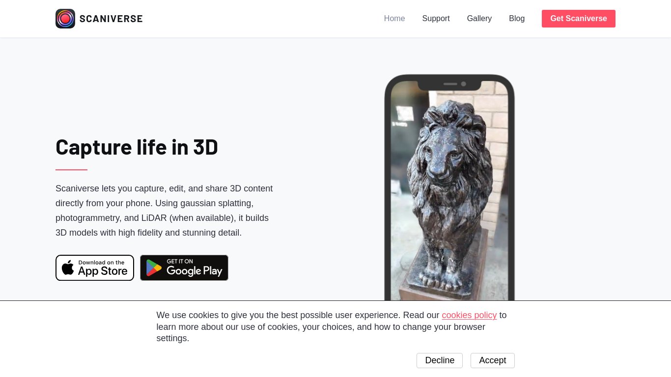 Scaniverse Landing page