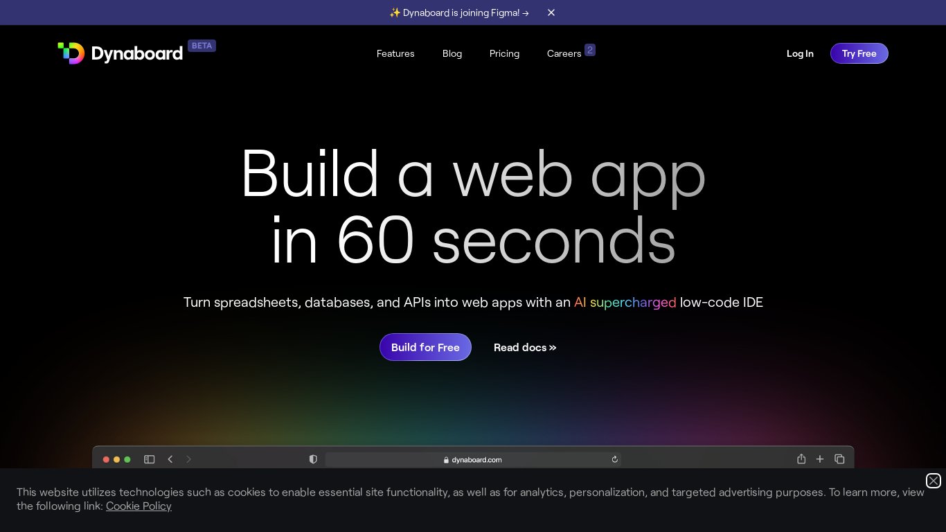 Dynaboard Landing page