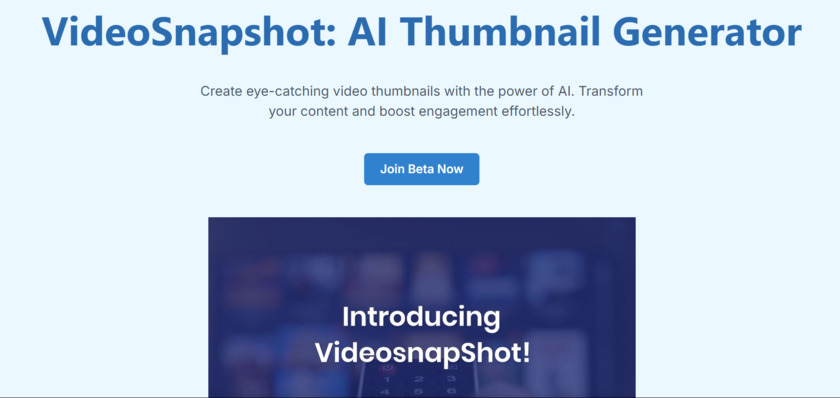 VideoSnapshot Create YT Thumbnails easily with help of AI