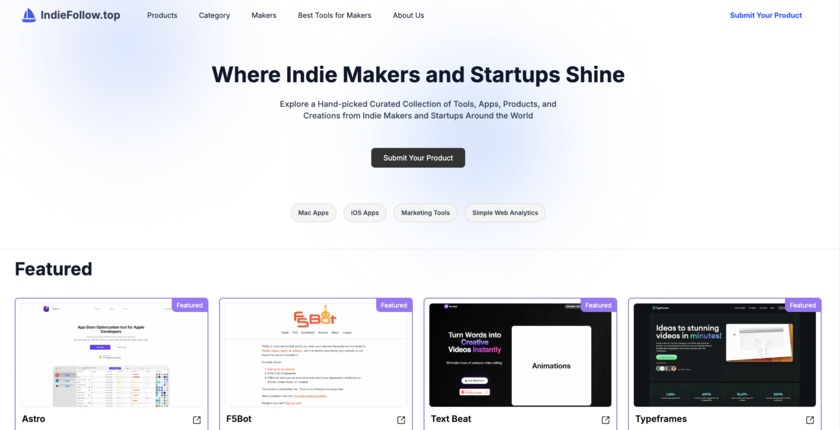 IndieFollow.top Landing Page