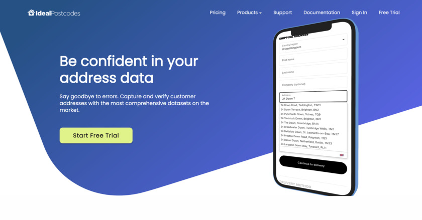 Ideal postcodes Landing Page