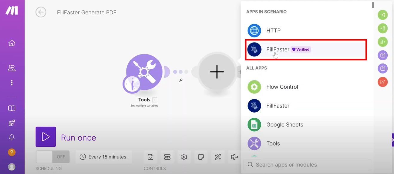 FillFaster Make integration