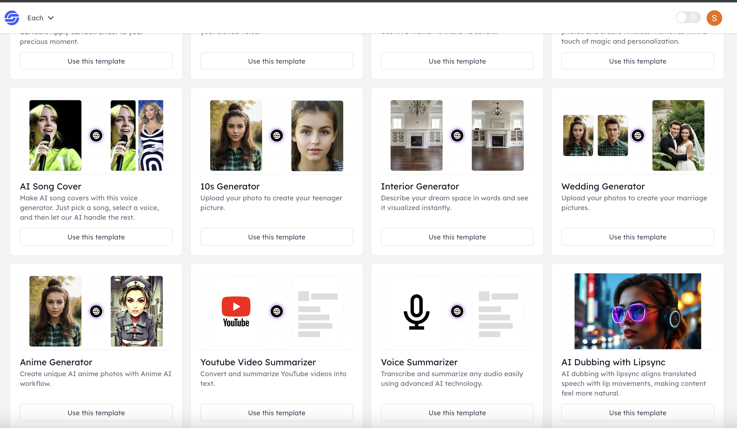 Eachlabs.ai More than +30 AI Flow Template