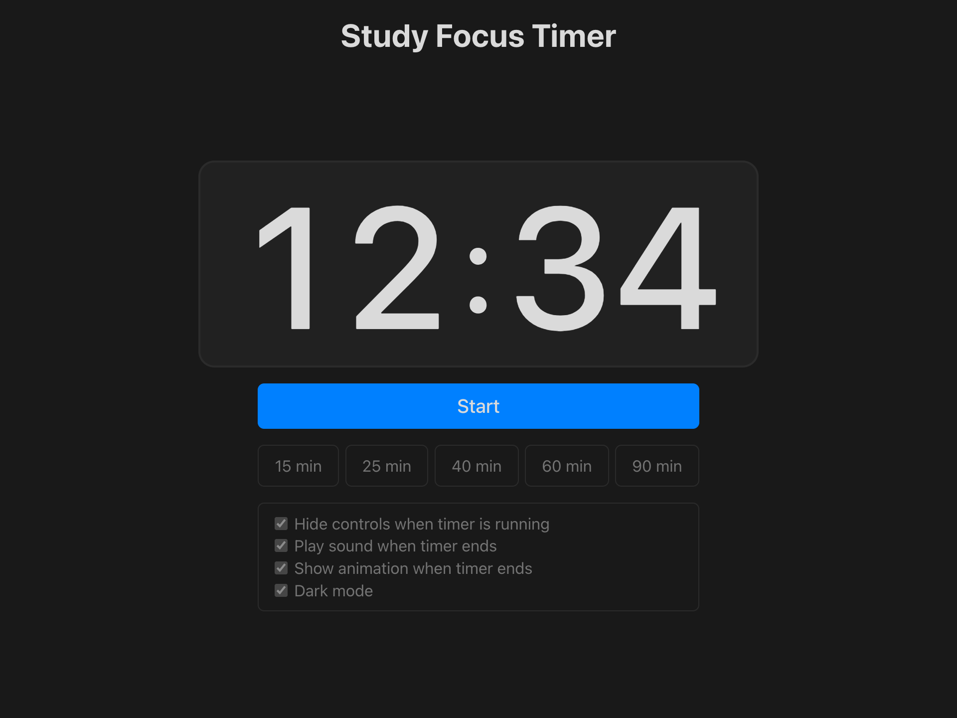 Study Focus Timer 