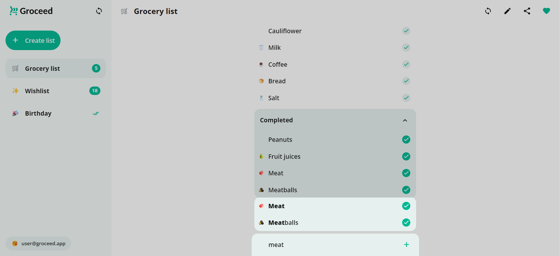 Groceed Search items