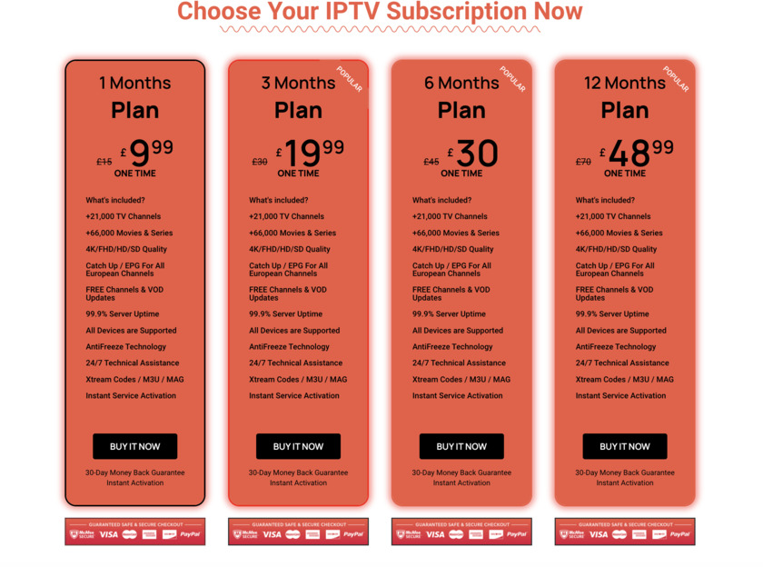 IPTV STORE UK Landing Page