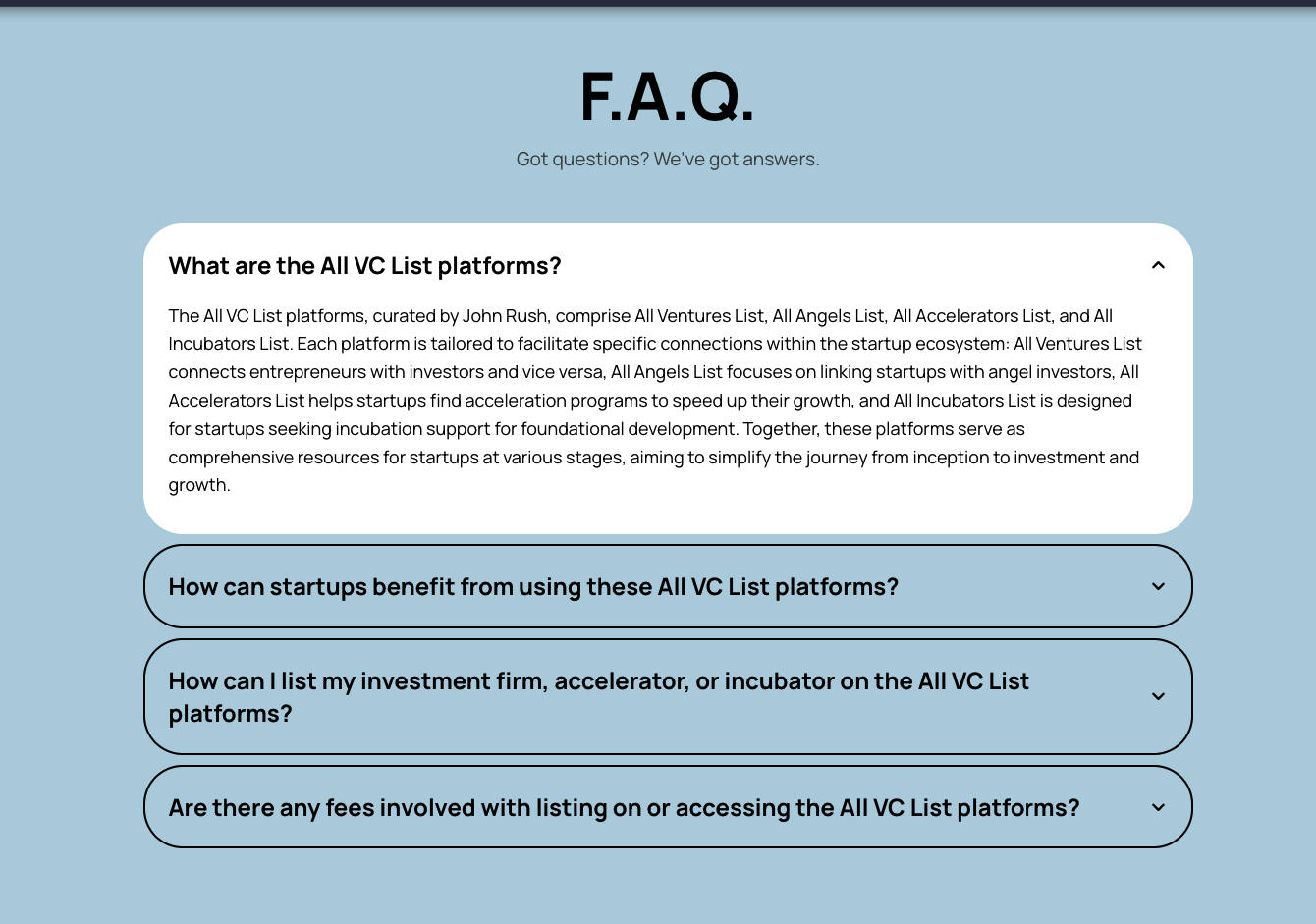 VCList.org FAQ