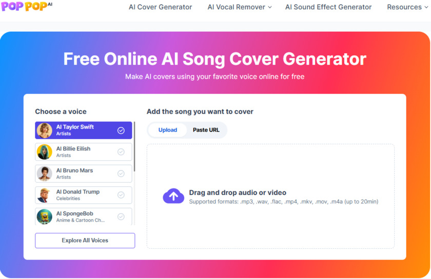 PopPop AI Song Cover Landing Page