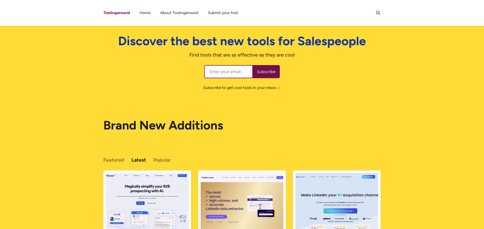 Toolingaround.co Homepage