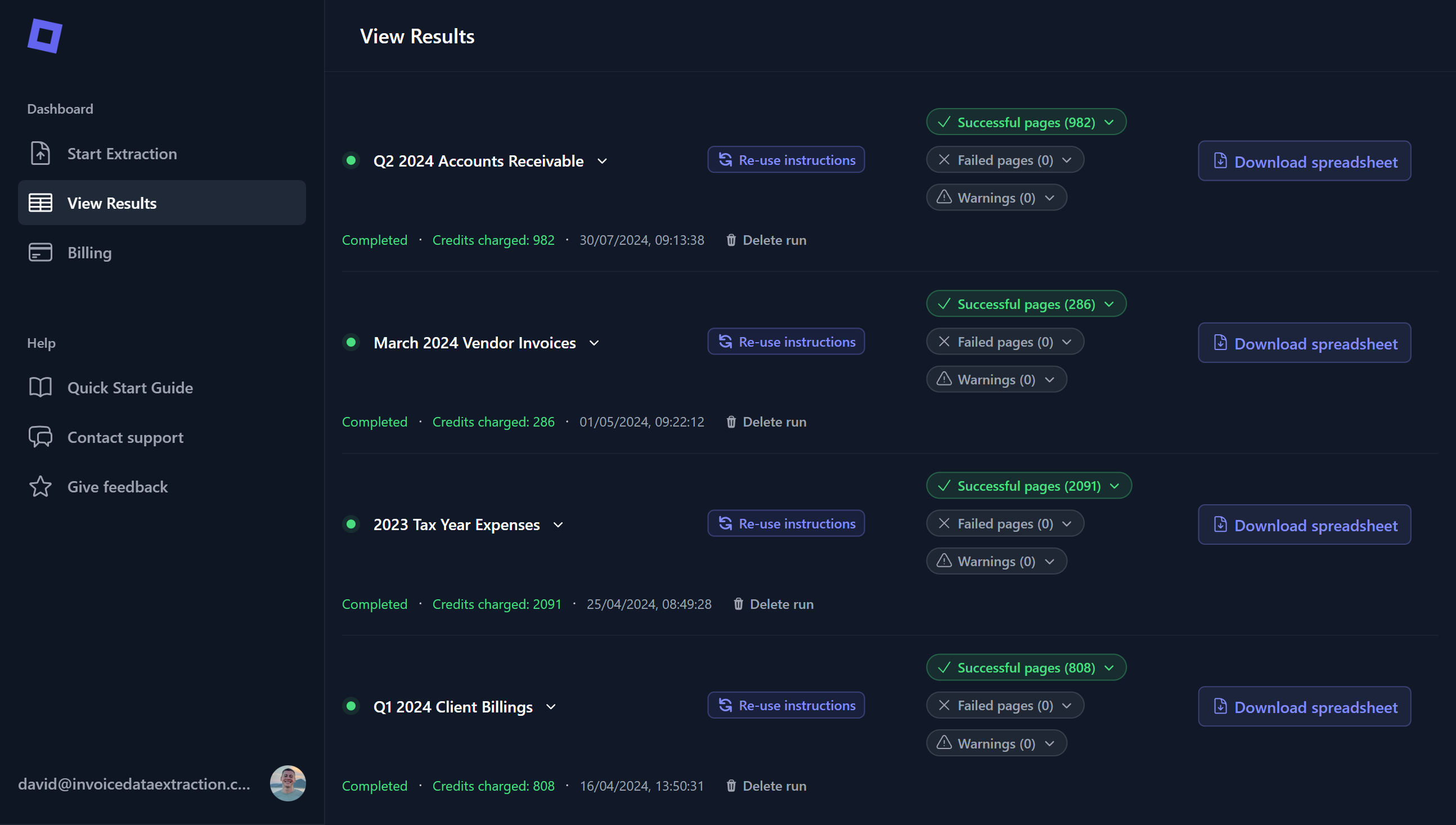 Invoice Data Extraction App Screenshot