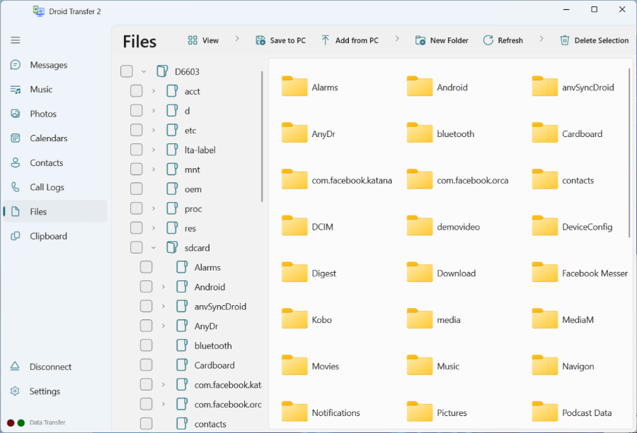 Droid Transfer Share Files between Android and PC