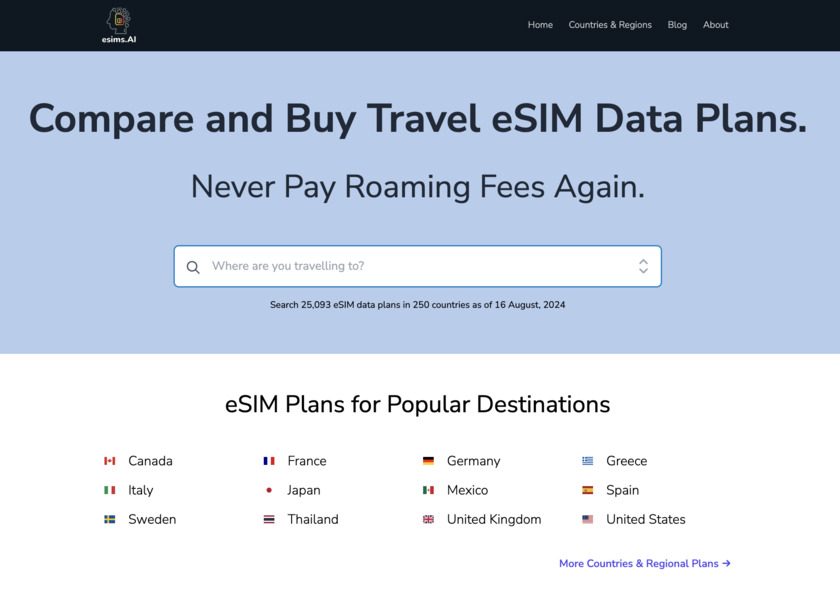 esims.AI Landing Page