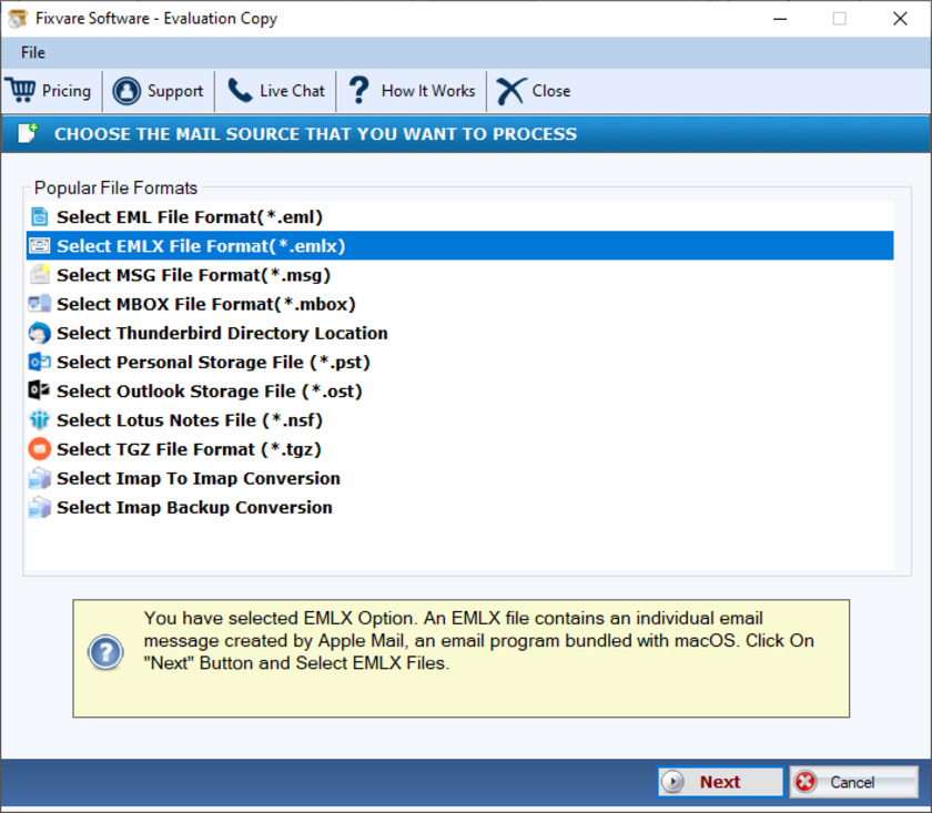 FixVare EMLX to PST Converter Landing Page