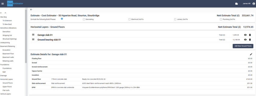 CostEstimator Landing Page