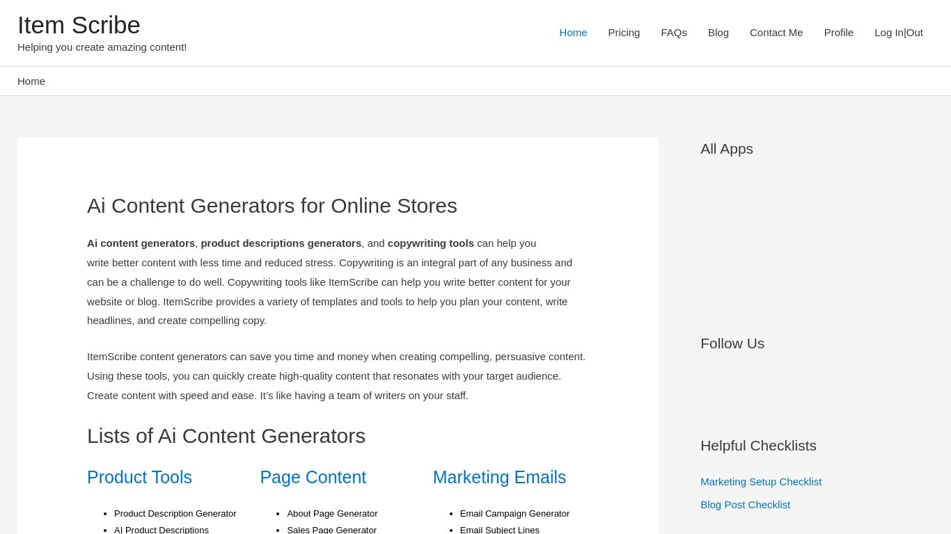 ItemScribe.com Landing page