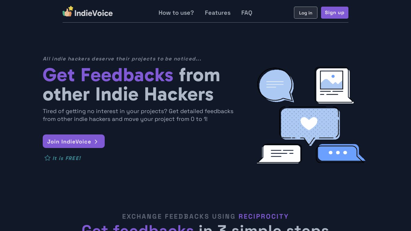 IndieVoice Landing page