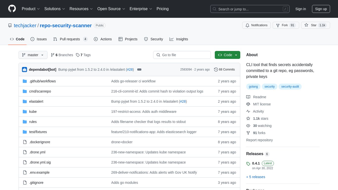 repo-security-scanner Landing page