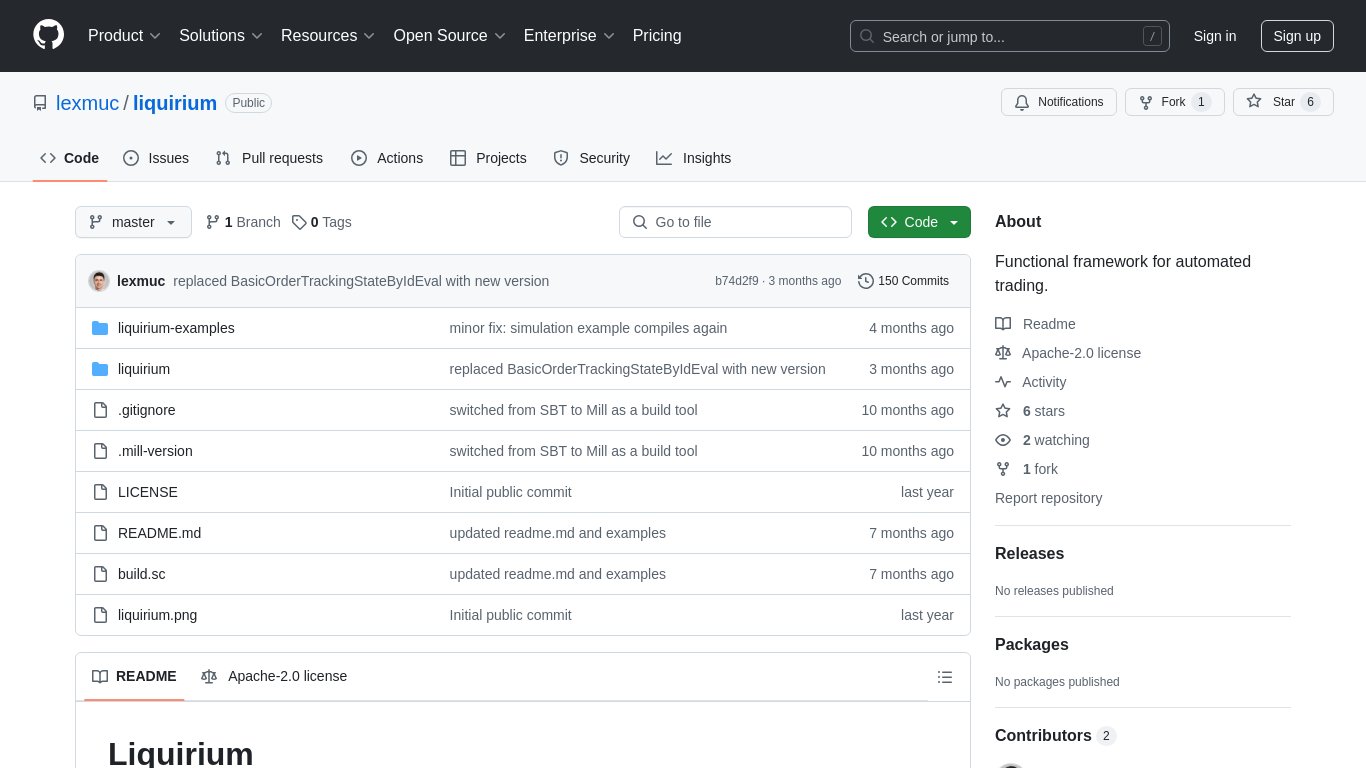 Liquirium Landing page