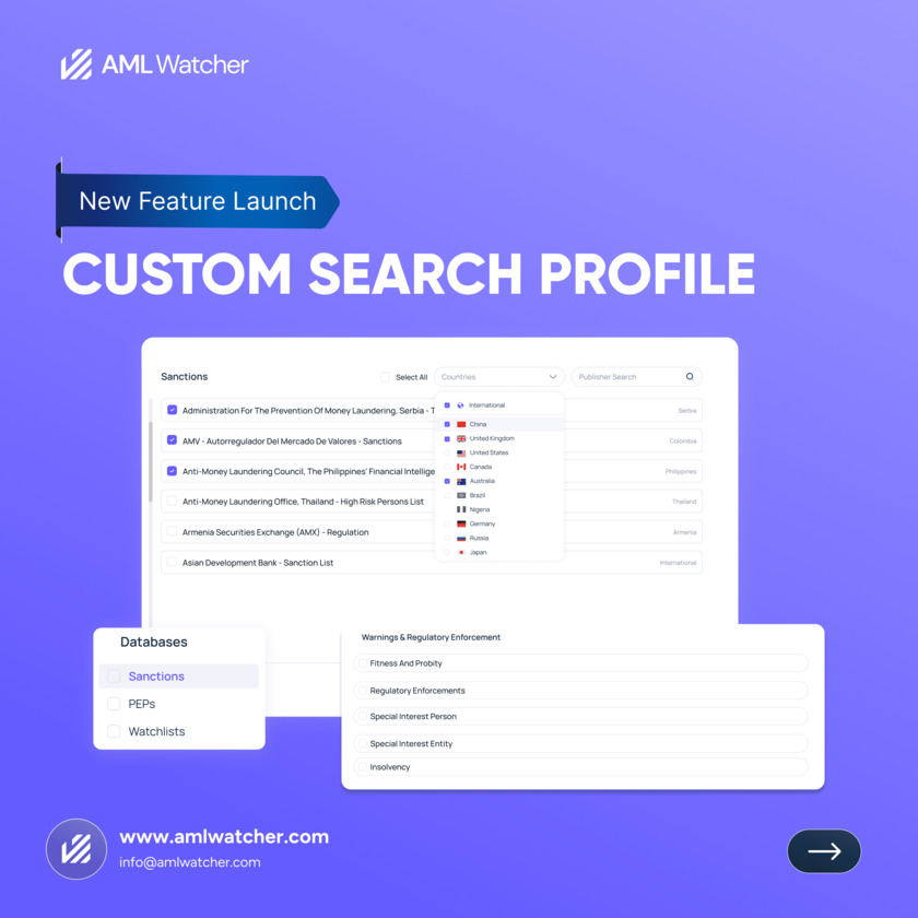 AML Watcher Custom Search Profile