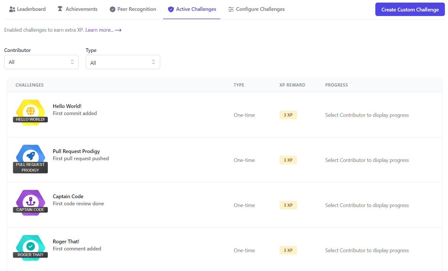 devActivity Active Challenges
