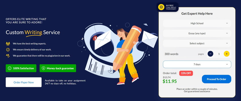 Allessay.org Landing Page