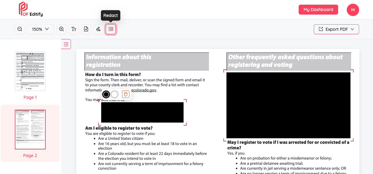PDF Editify Redact PDF