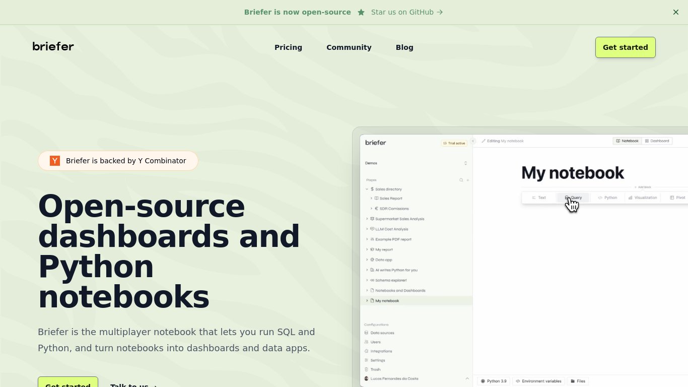 Briefer Landing page