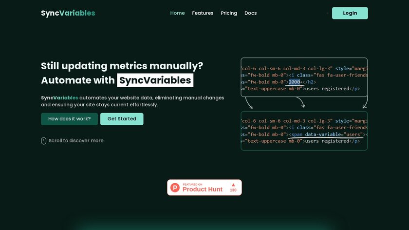 SyncVariables Landing Page
