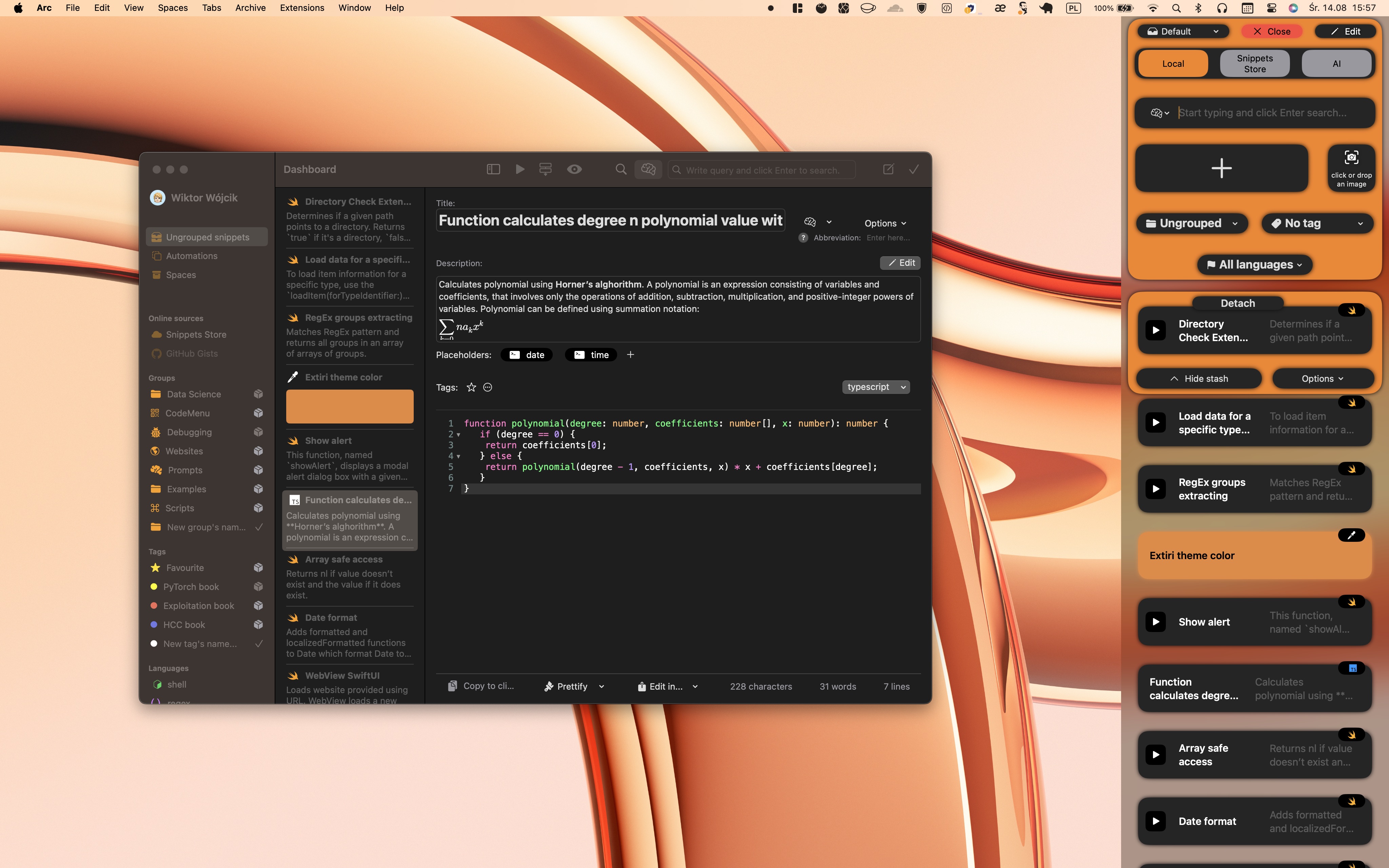 CodeMenu Beta Dashboard and side window