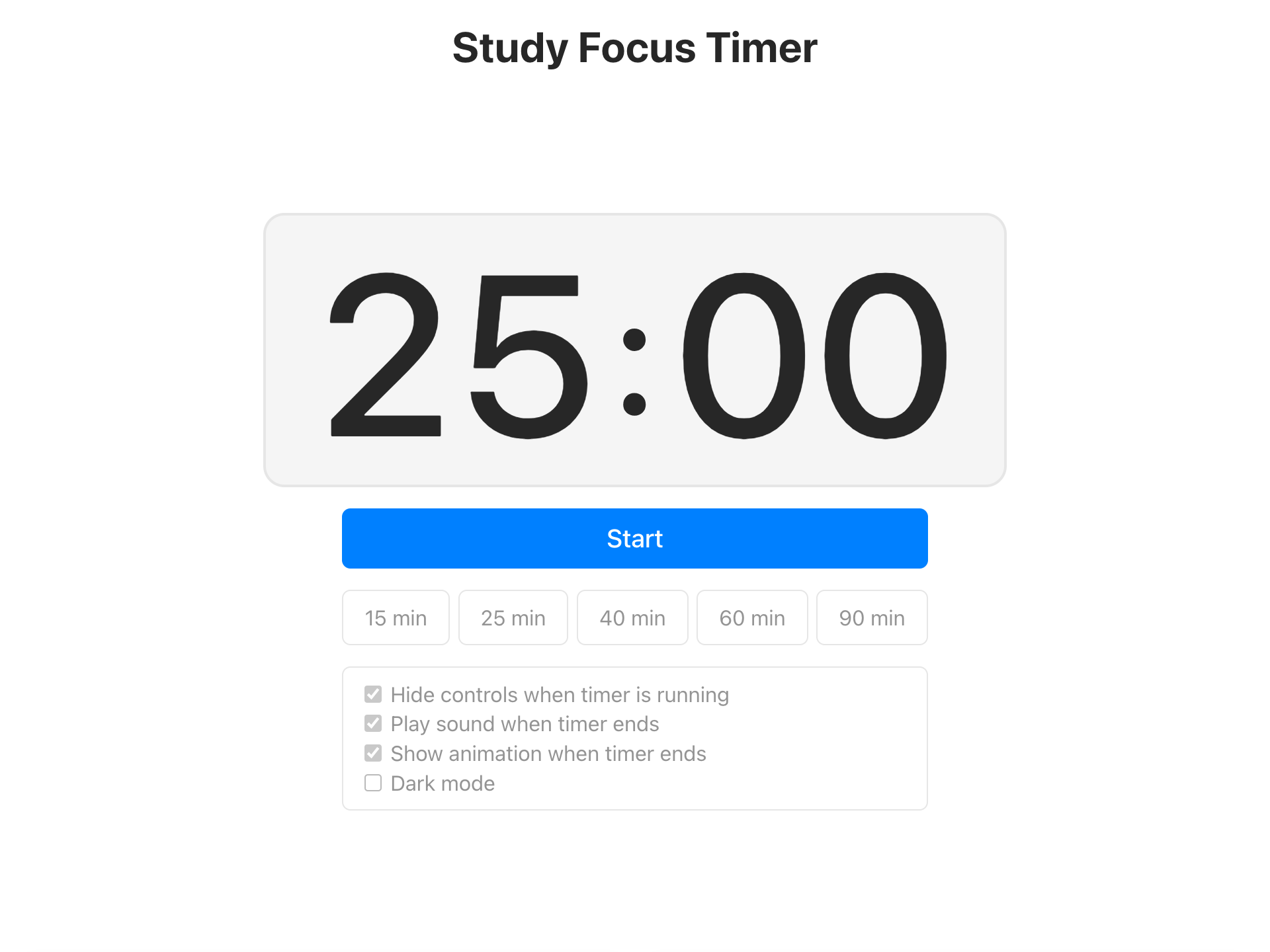 Study Focus Timer 