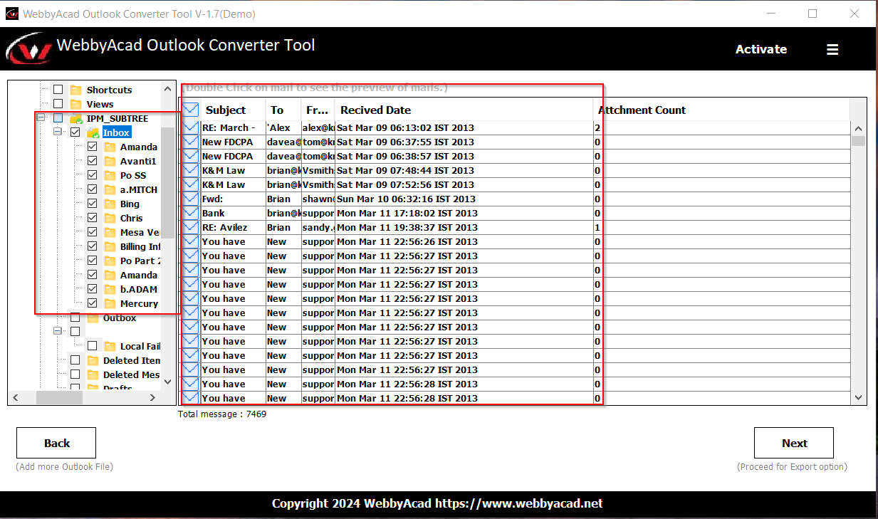 WebbyAcad Outlook Exporter Tool 