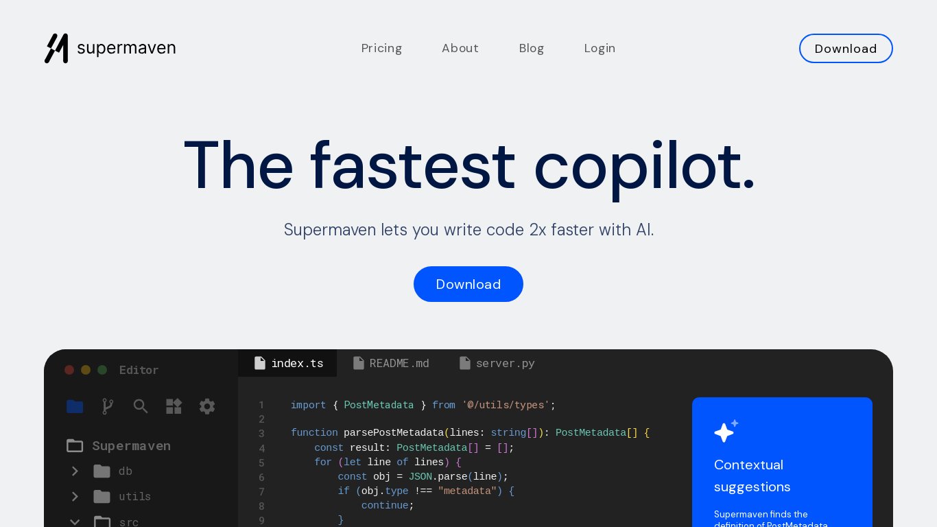 Supermaven Landing page