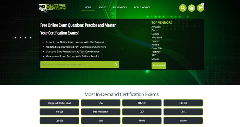 DumpsCertify Landing Page