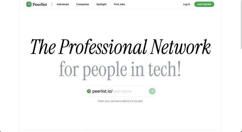 Peerlist Landing Page