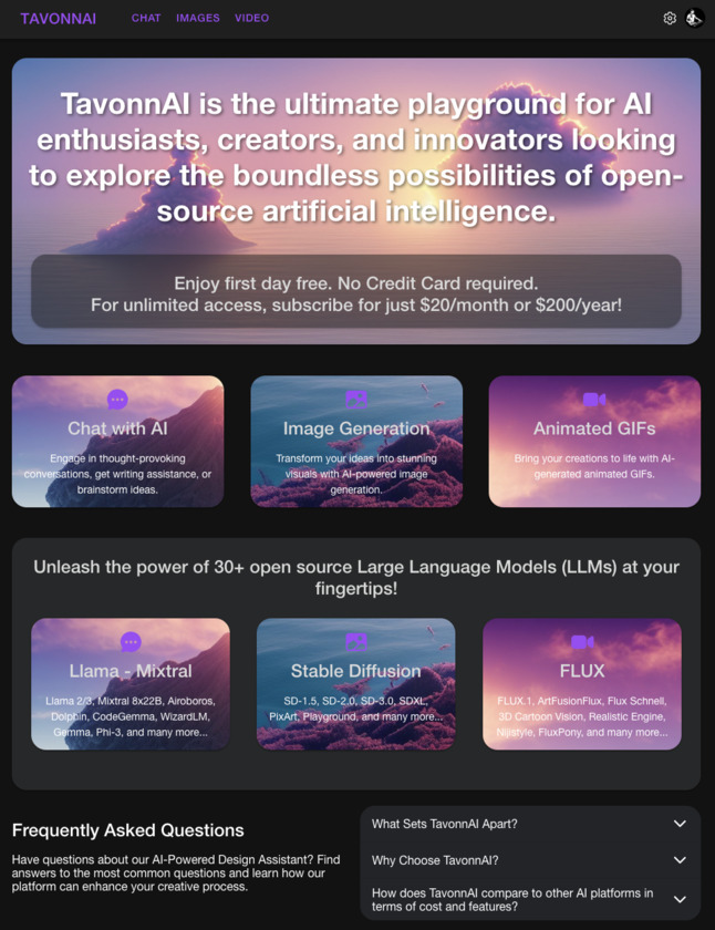 Tavonnai Landing Page